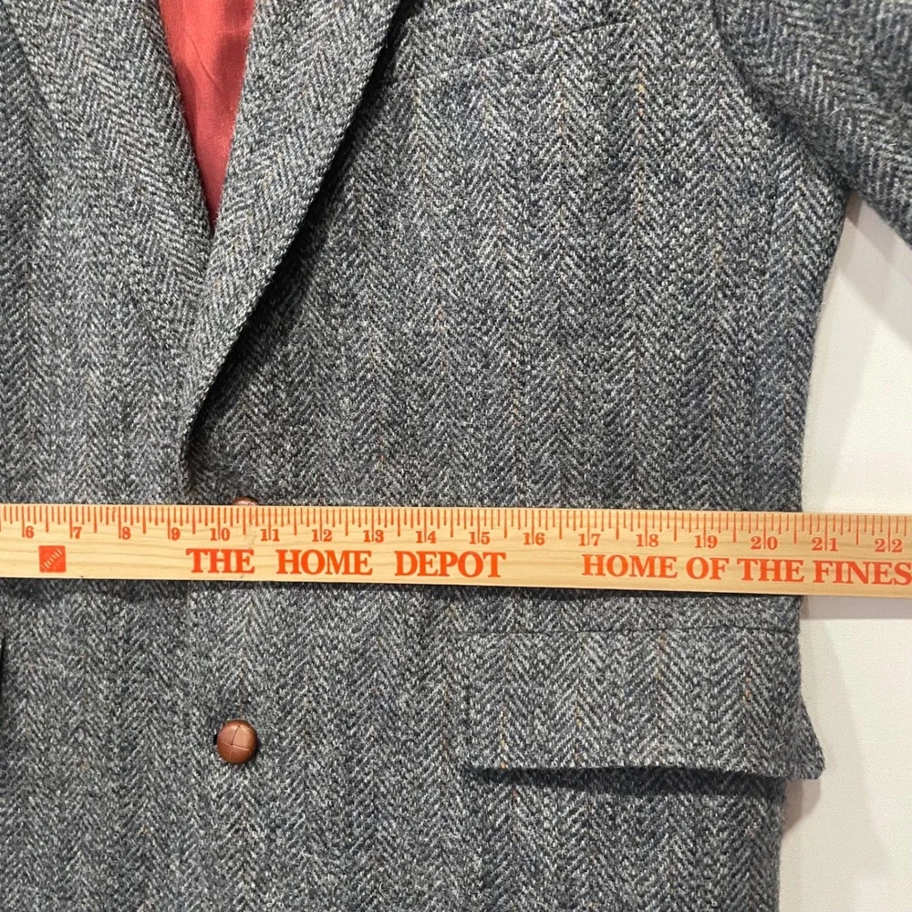 Harris Tweed Learbury Mens Herringbone Blazer Jacket 44 Long‎ Scottish Wool